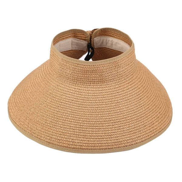 2022 New Women Roll Up Sun Visor Wide Brim Straw Hat Summer Foldable Packable UV Protection Cap for Beach Travel Bonnet - Image 26