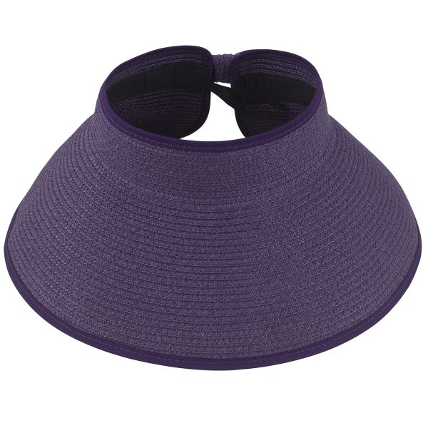 2022 New Women Roll Up Sun Visor Wide Brim Straw Hat Summer Foldable Packable UV Protection Cap for Beach Travel Bonnet - Image 2