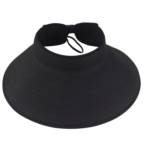 2022 New Women Roll Up Sun Visor Wide Brim Straw Hat Summer Foldable Packable UV Protection Cap for Beach Travel Bonnet - Image 15