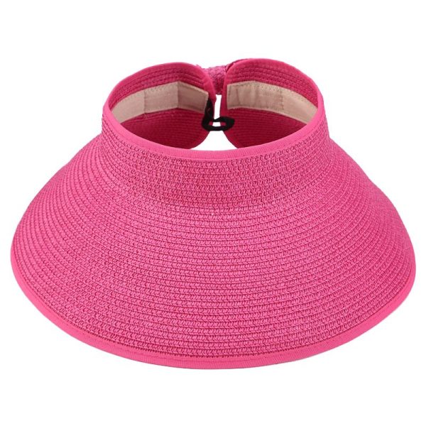 2022 New Women Roll Up Sun Visor Wide Brim Straw Hat Summer Foldable Packable UV Protection Cap for Beach Travel Bonnet - Image 20