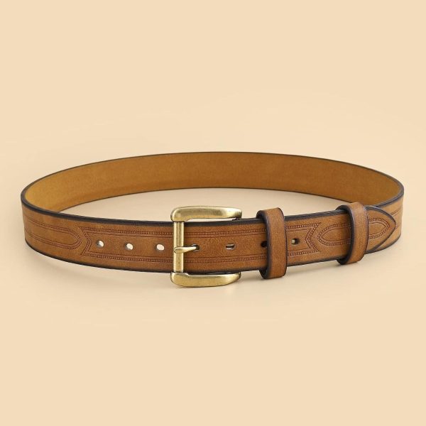 Western Denim Vintage Belt Fashion Casual Belt Commercial Men Belt Brown - Image 13