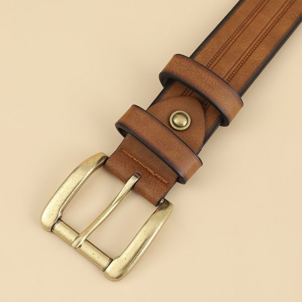 Western Denim Vintage Belt Fashion Casual Belt Commercial Men Belt Brown - Image 12