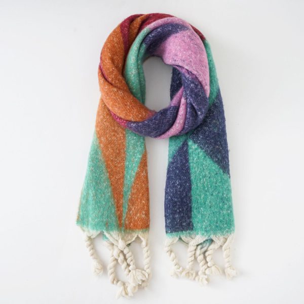 Korean version of autumn and winter new thickened warm scarf women's multi-color triangle diamond national wind travel travel scarf women - Image 13