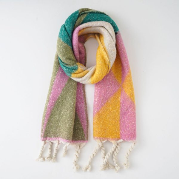 Korean version of autumn and winter new thickened warm scarf women's multi-color triangle diamond national wind travel travel scarf women - Image 23