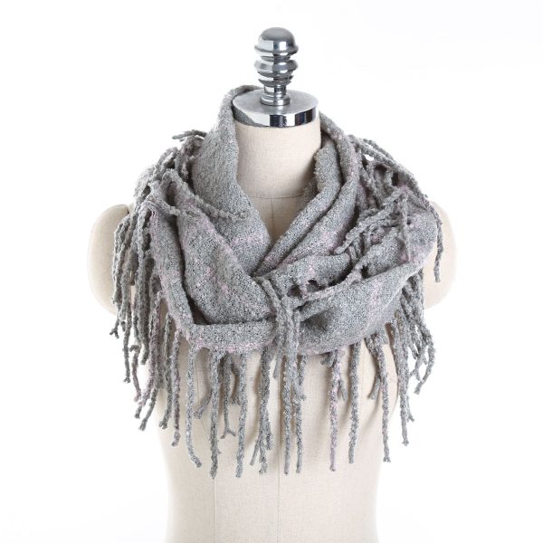 Autumn and winter scarf ladies plaid circle yarn tassel dual-use warm scarf - Image 13