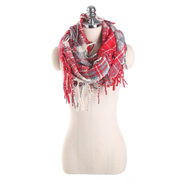 Autumn and winter scarf ladies plaid circle yarn tassel dual-use warm scarf - Image 37