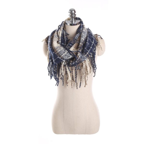Autumn and winter scarf ladies plaid circle yarn tassel dual-use warm scarf - Image 61
