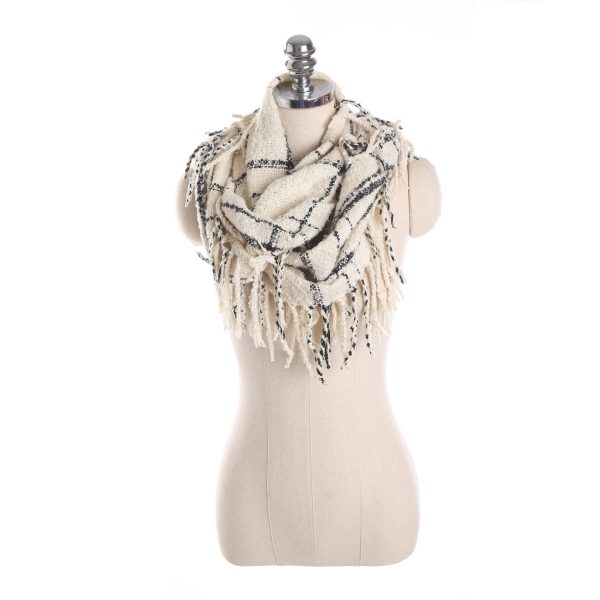 Autumn and winter scarf ladies plaid circle yarn tassel dual-use warm scarf - Image 73