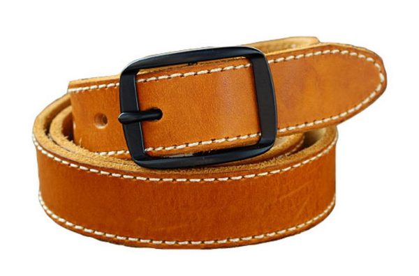 Retro Square Buckle Belt for Women Pure Light Brown Leather Belt for Jeans Dresses - Image 2