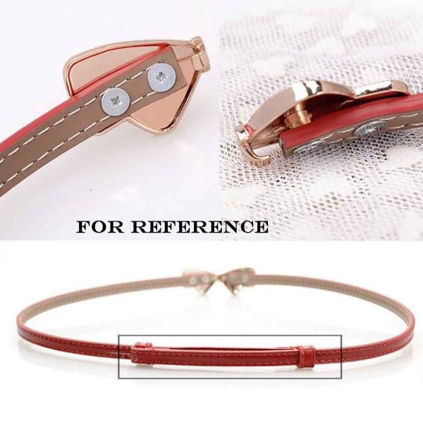 Women Waist Belts Slender Belt Leather Skinny Belt Adjustable Waistband White - Image 2