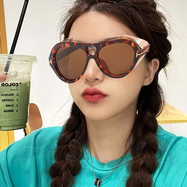 New Luxury Brand Punk Sunglasses For Women Vintage Thick Sun Glasses Men Retro Round Black Yellow Gradient Eyewear Female Shade - Image 3