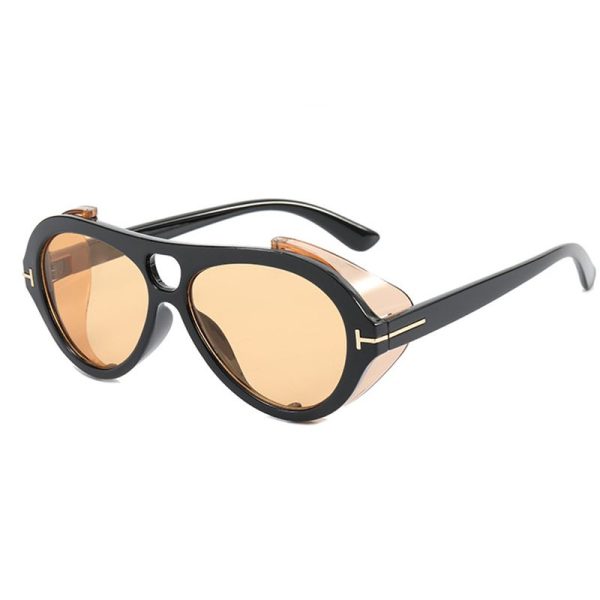 New Luxury Brand Punk Sunglasses For Women Vintage Thick Sun Glasses Men Retro Round Black Yellow Gradient Eyewear Female Shade - Image 5