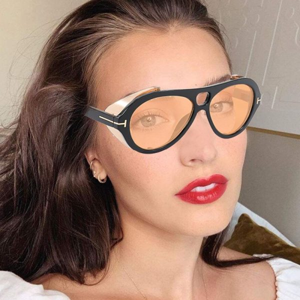 New Luxury Brand Punk Sunglasses For Women Vintage Thick Sun Glasses Men Retro Round Black Yellow Gradient Eyewear Female Shade - Image 11