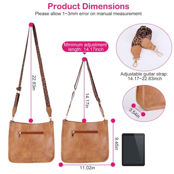 Women Fashion Leather Crossbody Bag Shoulder Bag Casual Handbag with Flexible Wearing Styles Adjustable Guitar Strap - Image 28