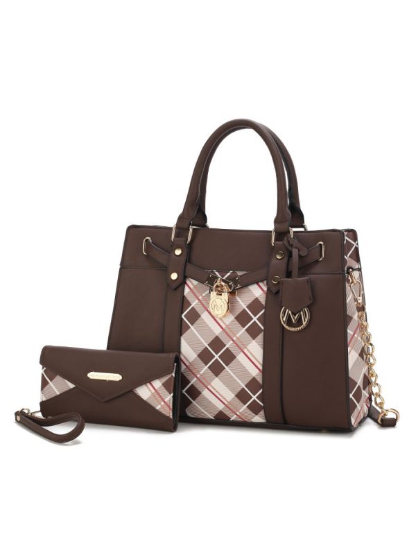 MKF Collection Christine Plaid Vegan Leather Women Satchel Bag with Wallet by Mia k - Image 31