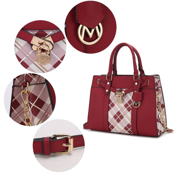 MKF Collection Christine Plaid Vegan Leather Women Satchel Bag with Wallet by Mia k - Image 33