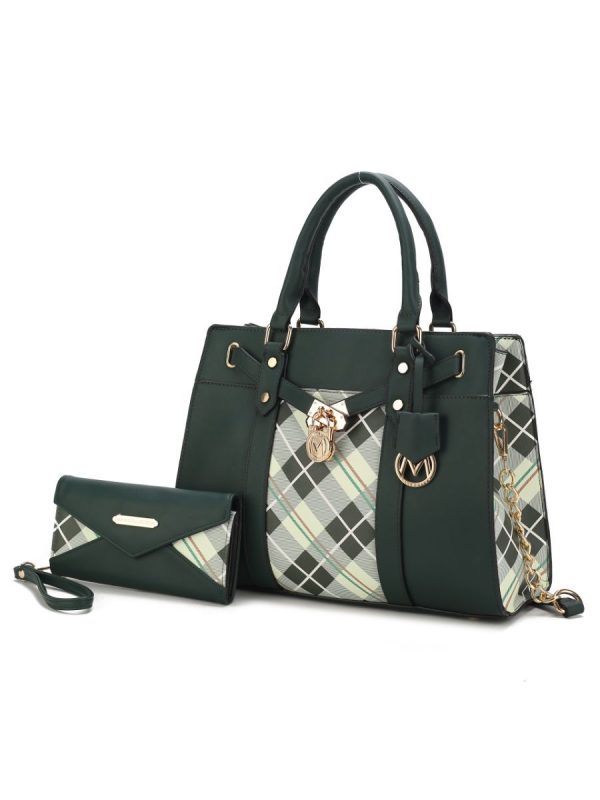 MKF Collection Christine Plaid Vegan Leather Women Satchel Bag with Wallet by Mia k - Image 7