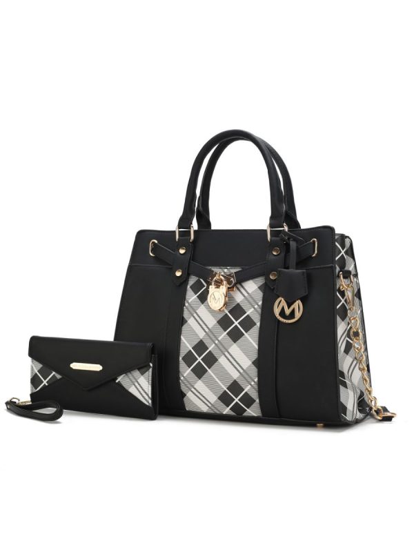 MKF Collection Christine Plaid Vegan Leather Women Satchel Bag with Wallet by Mia k - Image 25
