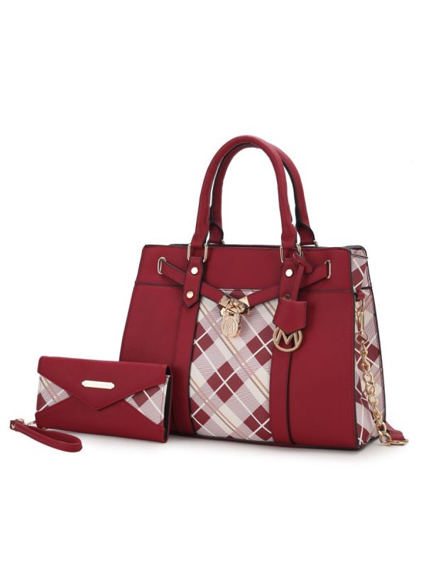 MKF Collection Christine Plaid Vegan Leather Women Satchel Bag with Wallet by Mia k - Image 19
