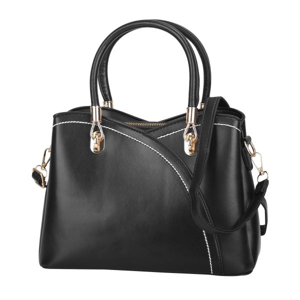 Women Handbags Chic Tote Bags for Ladies Medium-sized Leather Satchel Crossbody Bag with Stylish Stitching Detachable Strap - Image 9