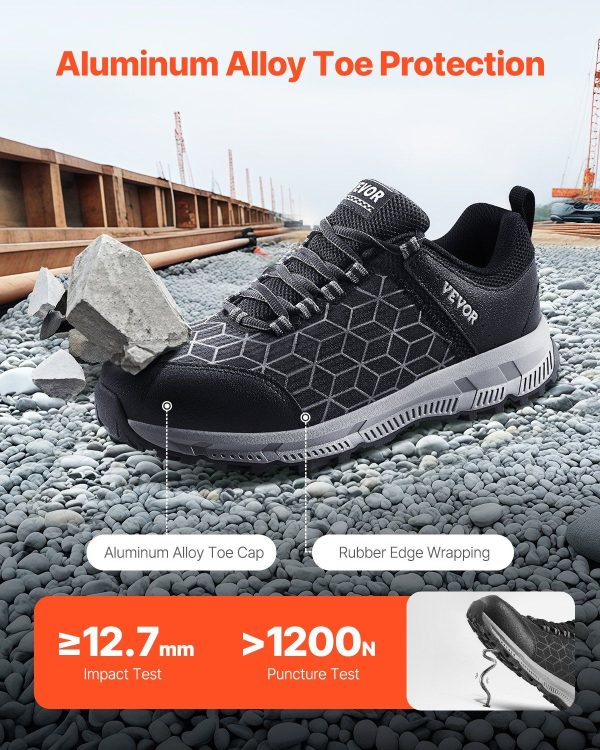 Steel Toe Shoes for Men US Size 11.5 Wide Athletic Work Shoe Sneakers Black - Image 2