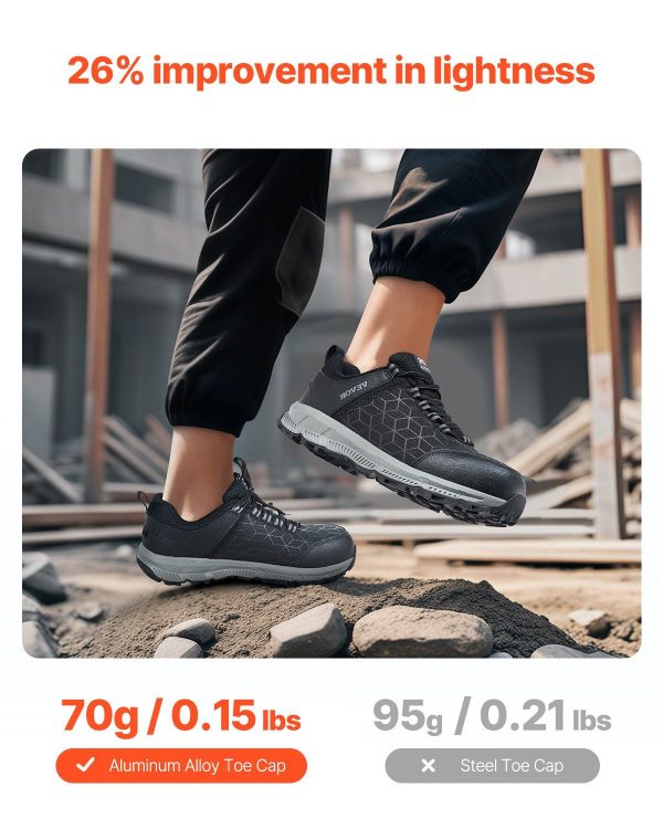 Steel Toe Shoes for Men US Size 11.5 Wide Athletic Work Shoe Sneakers Black - Image 3