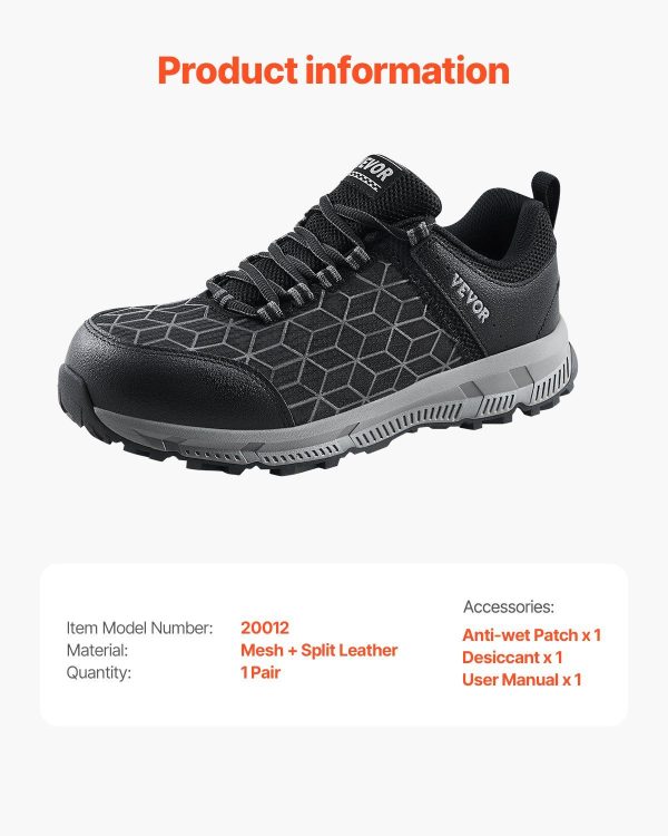 Steel Toe Shoes for Men US Size 11.5 Wide Athletic Work Shoe Sneakers Black - Image 7