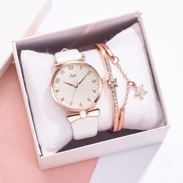 Fashion Women Watches Luxury Leather Flower Rhinestone Watch for Women Ladies Quartz Wrist Watch with Bracelet Set Reloj Mujer - Image 29