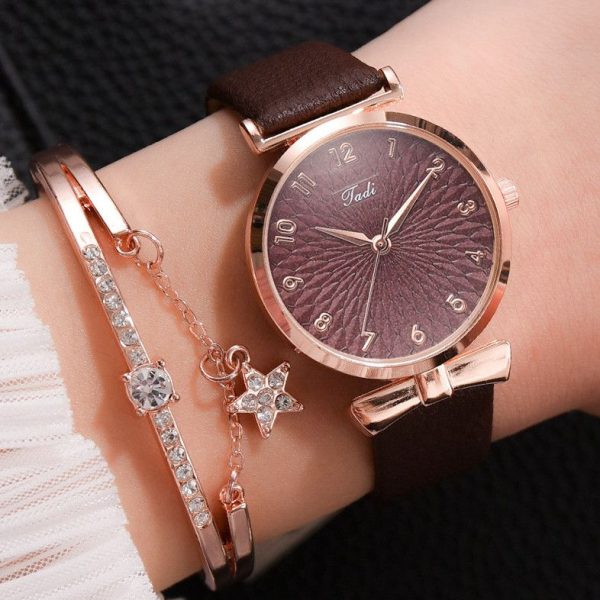 Fashion Women Watches Luxury Leather Flower Rhinestone Watch for Women Ladies Quartz Wrist Watch with Bracelet Set Reloj Mujer - Image 25