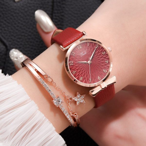 Fashion Women Watches Luxury Leather Flower Rhinestone Watch for Women Ladies Quartz Wrist Watch with Bracelet Set Reloj Mujer - Image 33