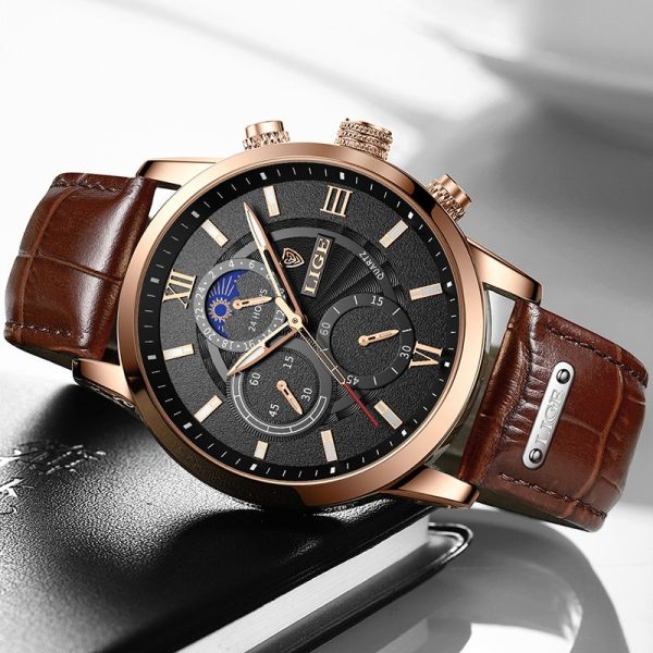 2022 New Mens Watches LIGE Top Brand Luxury Leather Casual Quartz Watch Men's Sport Waterproof Clock Watch Relogio Masculino+Box - Image 39
