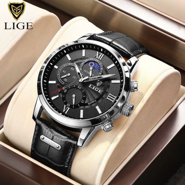 2022 New Mens Watches LIGE Top Brand Luxury Leather Casual Quartz Watch Men's Sport Waterproof Clock Watch Relogio Masculino+Box - Image 37
