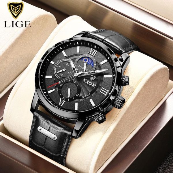 2022 New Mens Watches LIGE Top Brand Luxury Leather Casual Quartz Watch Men's Sport Waterproof Clock Watch Relogio Masculino+Box - Image 31