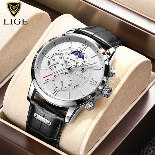 2022 New Mens Watches LIGE Top Brand Luxury Leather Casual Quartz Watch Men's Sport Waterproof Clock Watch Relogio Masculino+Box - Image 49