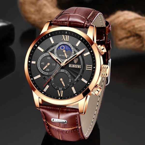 2022 New Mens Watches LIGE Top Brand Luxury Leather Casual Quartz Watch Men's Sport Waterproof Clock Watch Relogio Masculino+Box - Image 26