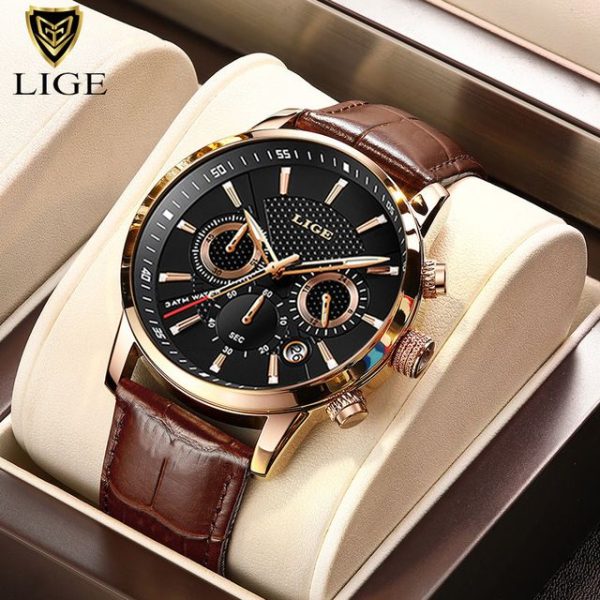 2022 New Mens Watches LIGE Top Brand Luxury Leather Casual Quartz Watch Men's Sport Waterproof Clock Watch Relogio Masculino+Box - Image 25