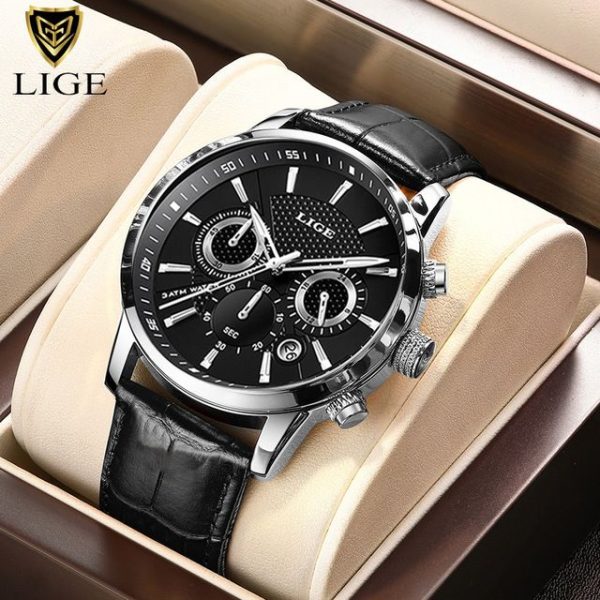 2022 New Mens Watches LIGE Top Brand Luxury Leather Casual Quartz Watch Men's Sport Waterproof Clock Watch Relogio Masculino+Box - Image 19