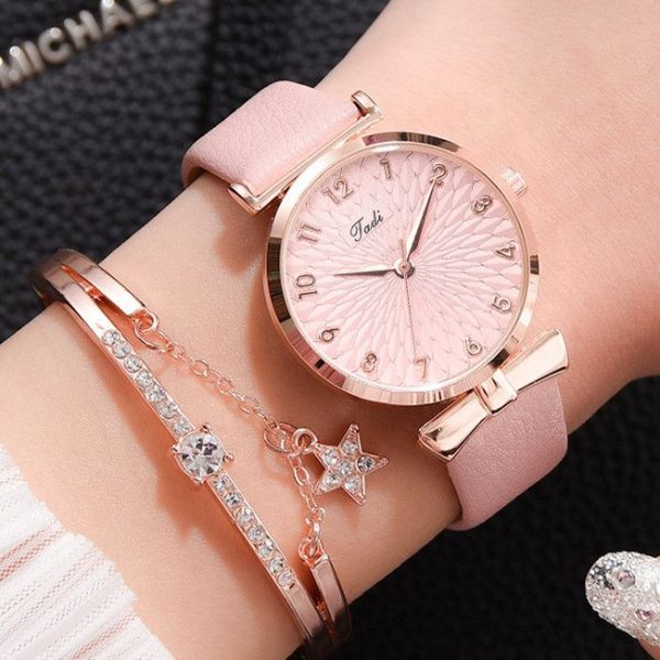 Fashion Women Watches Luxury Leather Flower Rhinestone Watch for Women Ladies Quartz Wrist Watch with Bracelet Set Reloj Mujer - Image 19