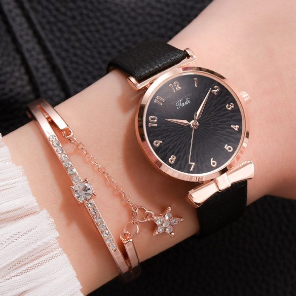 Fashion Women Watches Luxury Leather Flower Rhinestone Watch for Women Ladies Quartz Wrist Watch with Bracelet Set Reloj Mujer - Image 16