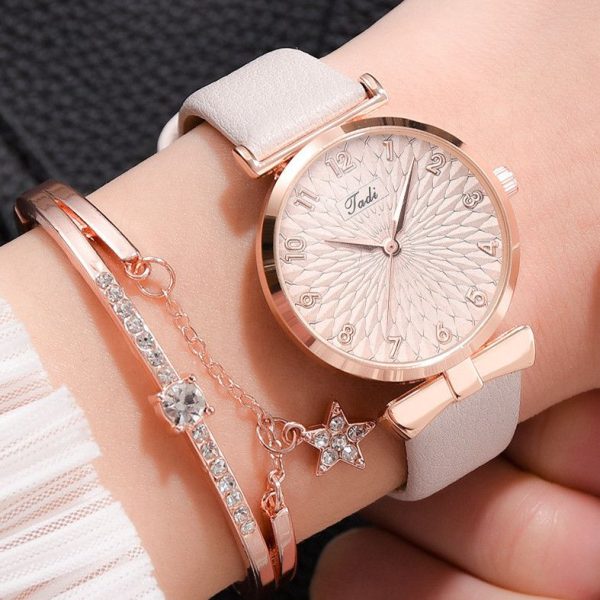 Fashion Women Watches Luxury Leather Flower Rhinestone Watch for Women Ladies Quartz Wrist Watch with Bracelet Set Reloj Mujer - Image 13