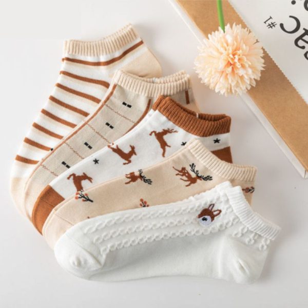 5Pairs Lot Cute Women Short Socks Boat Chaussette Femme Skarpety Cotton Ankle Meias Sock Female Breathable Calcetines Mujer - Image 27