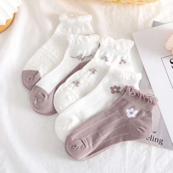 5Pairs Lot Cute Women Short Socks Boat Chaussette Femme Skarpety Cotton Ankle Meias Sock Female Breathable Calcetines Mujer - Image 25