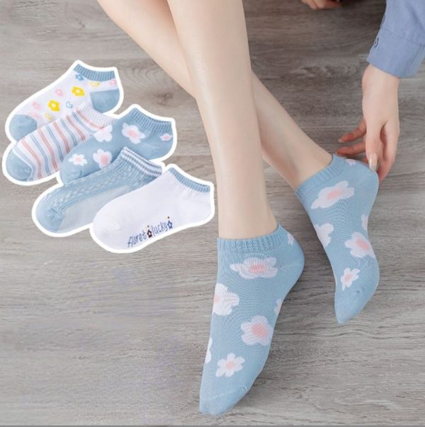 5Pairs Lot Cute Women Short Socks Boat Chaussette Femme Skarpety Cotton Ankle Meias Sock Female Breathable Calcetines Mujer - Image 67