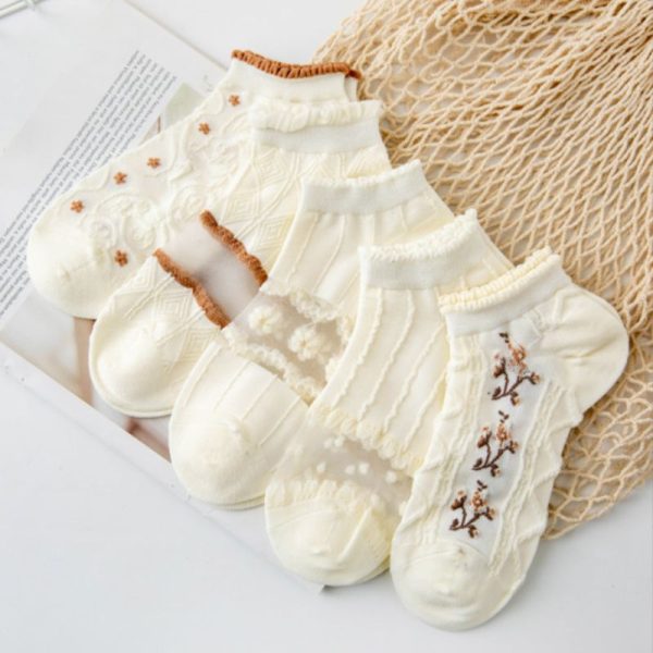 5Pairs Lot Cute Women Short Socks Boat Chaussette Femme Skarpety Cotton Ankle Meias Sock Female Breathable Calcetines Mujer - Image 62