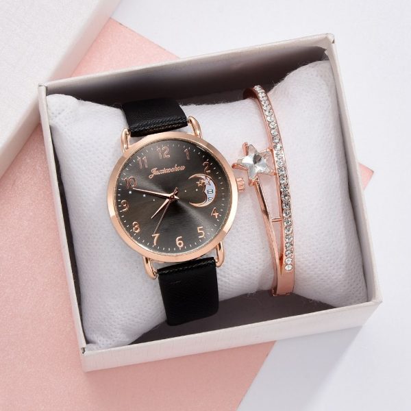 Women Watch Moon Numbers Dial Bracelet Watches Set Ladies Leather Band Quartz Wristwatch Women Female Clock Relogio Mujer Hot - Image 20