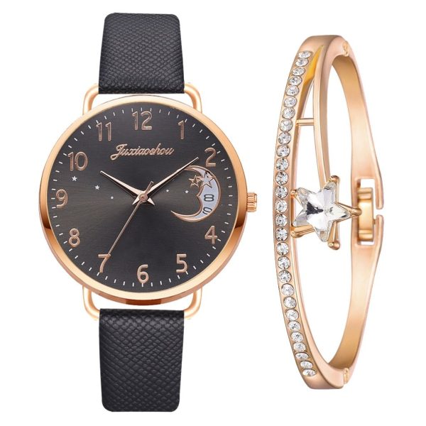 Women Watch Moon Numbers Dial Bracelet Watches Set Ladies Leather Band Quartz Wristwatch Women Female Clock Relogio Mujer Hot - Image 19
