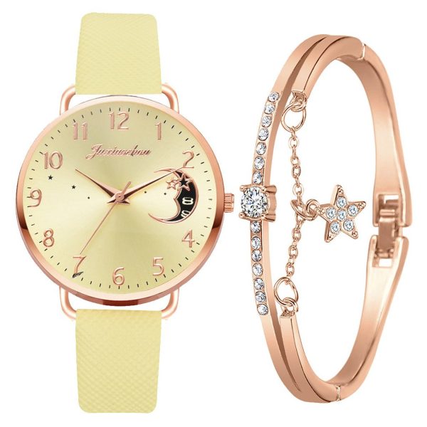 Women Watch Moon Numbers Dial Bracelet Watches Set Ladies Leather Band Quartz Wristwatch Women Female Clock Relogio Mujer Hot - Image 73