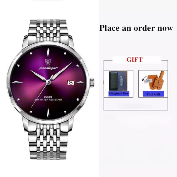 POEDAGAR Top Brand Luxury Men Watch Waterproof Luminous Stainless Steel Watches Sport Quartz Clock Mens Date Business Wristwatch - Image 8