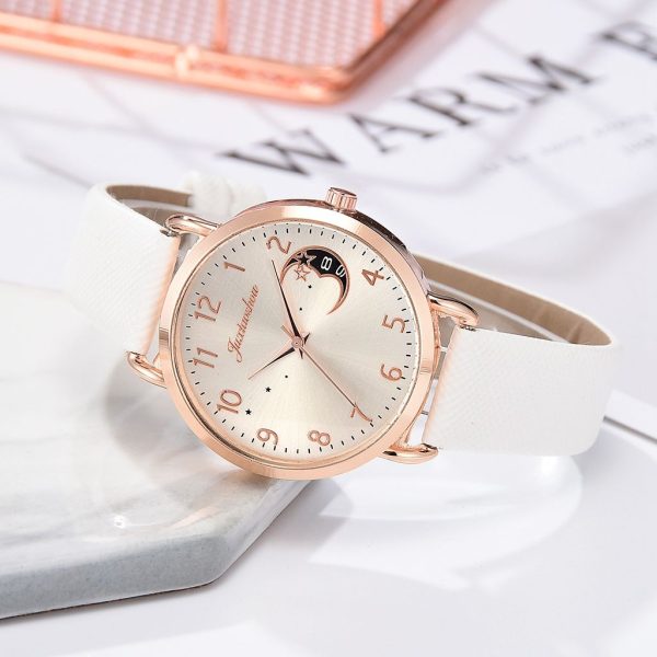 Women Watch Moon Numbers Dial Bracelet Watches Set Ladies Leather Band Quartz Wristwatch Women Female Clock Relogio Mujer Hot - Image 29