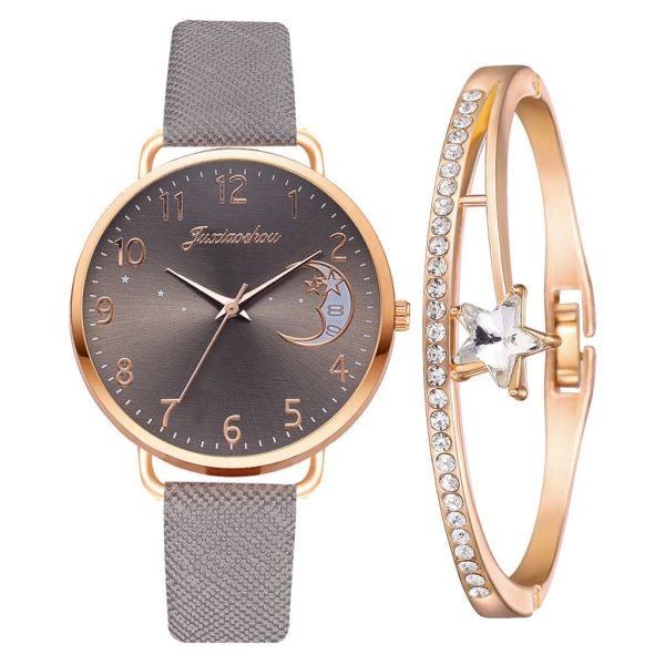 Women Watch Moon Numbers Dial Bracelet Watches Set Ladies Leather Band Quartz Wristwatch Women Female Clock Relogio Mujer Hot - Image 25